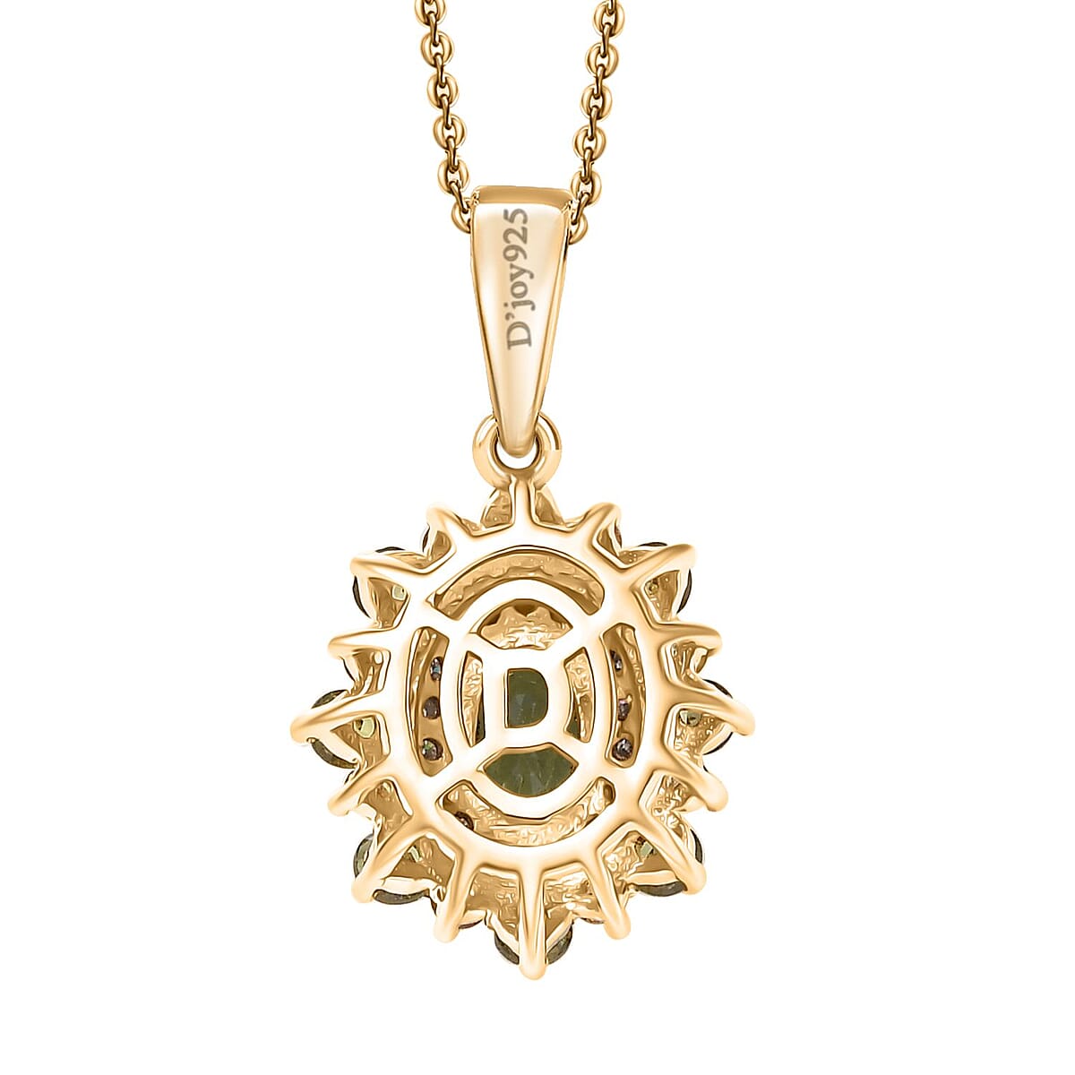D'Joy Ambanja Demantoid Garnet and Multi Gemstone 1.20 ctw Sunleaf Bloom Pendant Necklace in 18K Vermeil Yellow Gold Over Sterling Silver 20 Inches image number 4