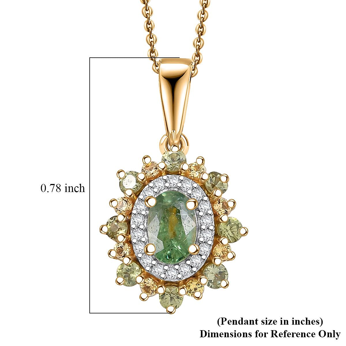 D'Joy Ambanja Demantoid Garnet and Multi Gemstone 1.20 ctw Sunleaf Bloom Pendant Necklace in 18K Vermeil Yellow Gold Over Sterling Silver 20 Inches image number 5