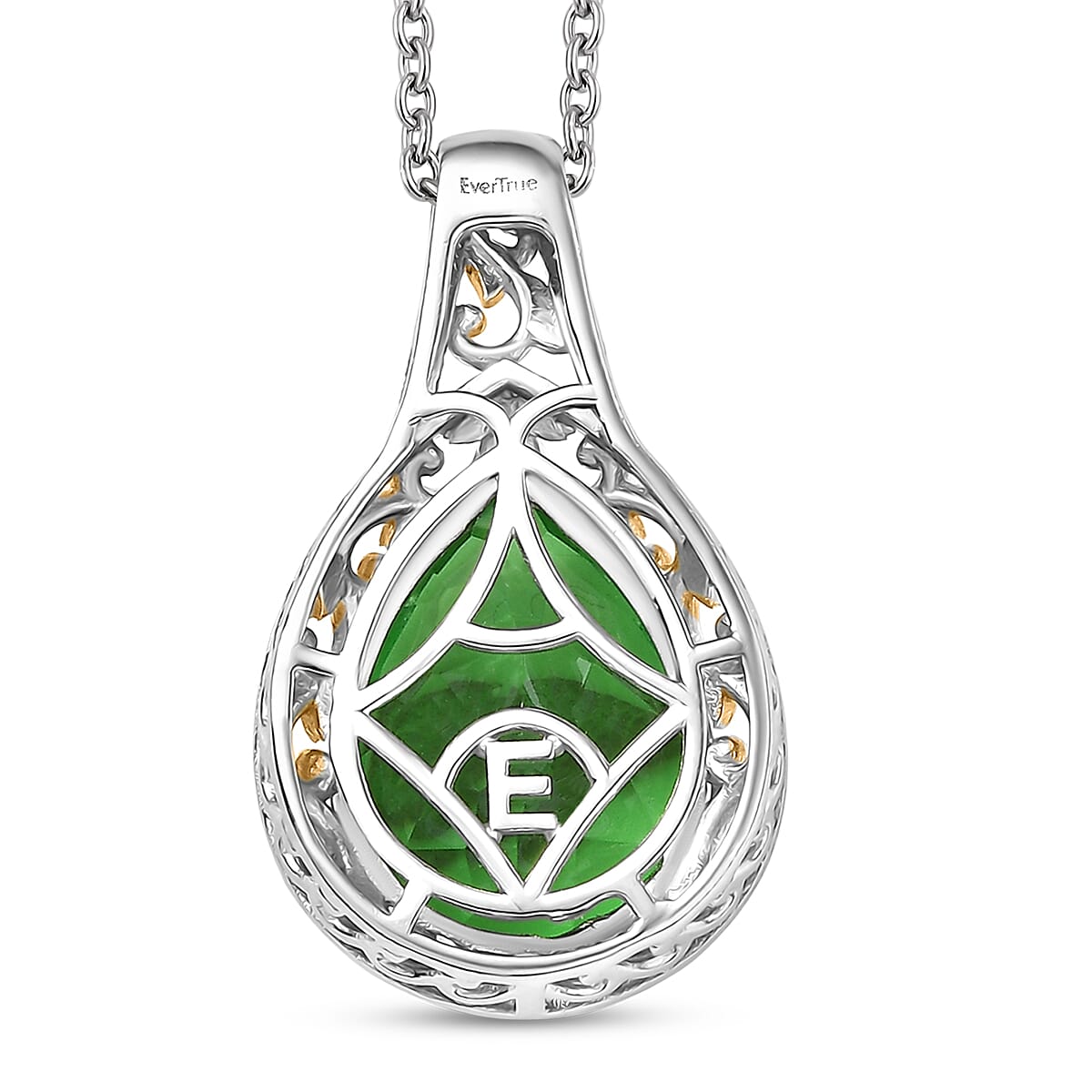EverTrue Chartreuse Quartz (Triplet) 8.90 ctw Pendant in 18K YG Plated and Platinum Bond with Stainless Steel Necklace 20 Inches image number 4