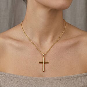 14K Yellow Gold Over Sterling Silver Pendant Necklace (18 Inches) 1.80 Grams