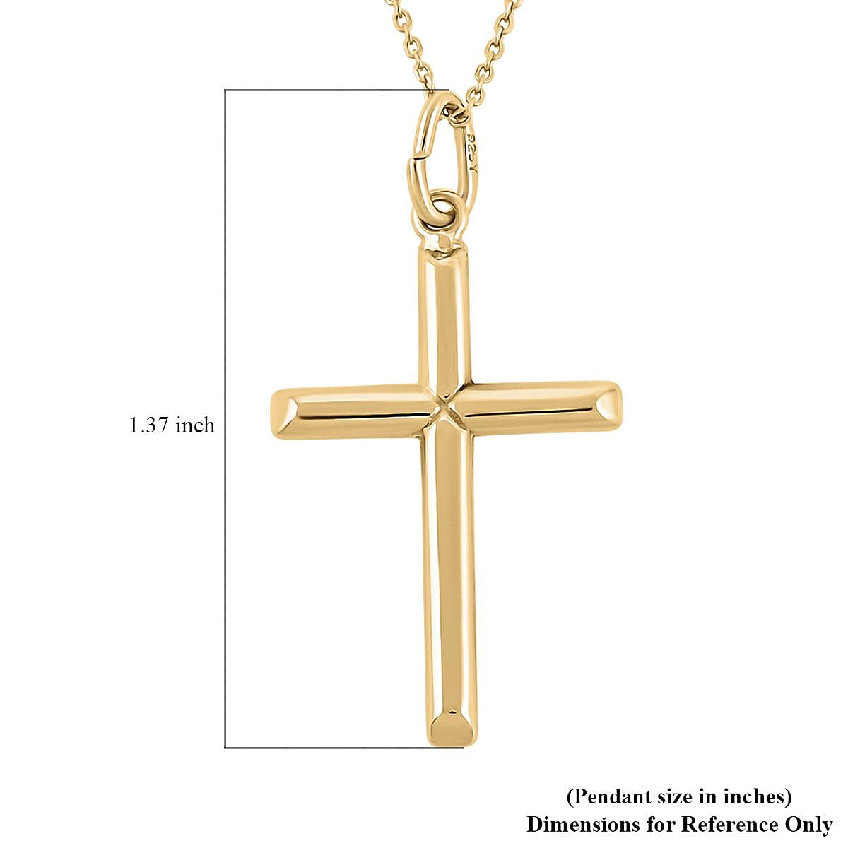 14K Yellow Gold Over Sterling Silver Pendant Necklace (18 Inches) 1.80 Grams image number 5