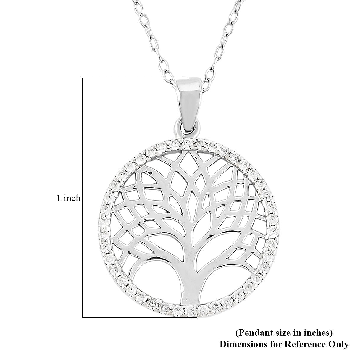 Simulated Diamond Pendant Necklace in Rhodium Over Sterling Silver 18 Inches