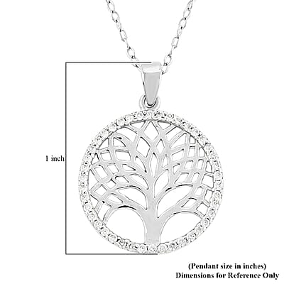 Simulated Diamond Pendant Necklace in Rhodium Over Sterling Silver 18 Inches