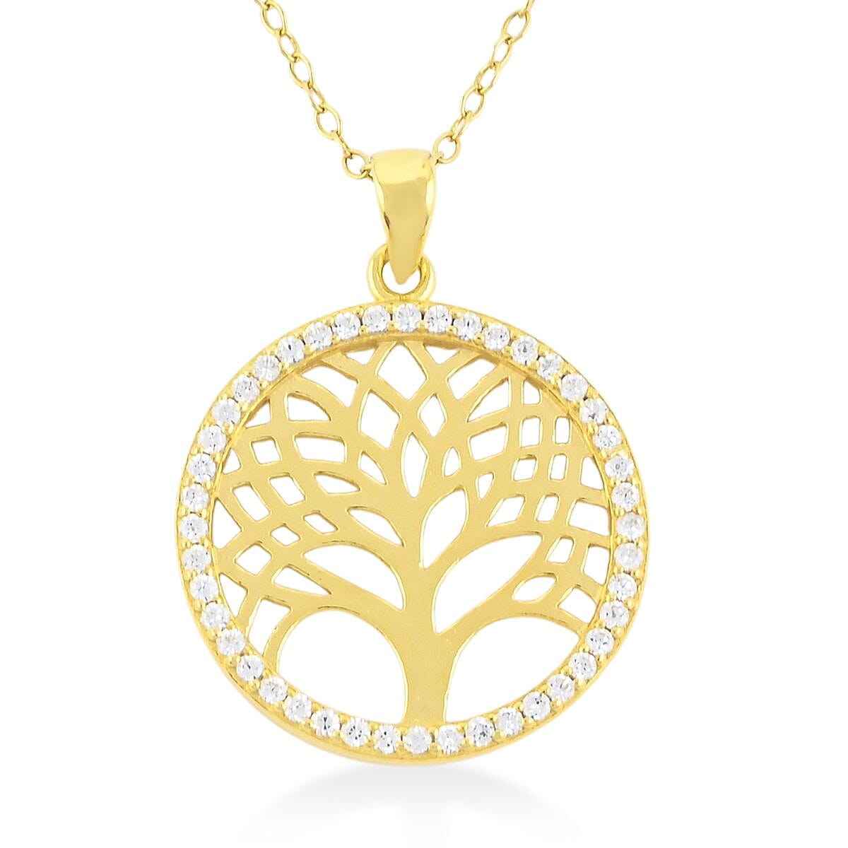 Simulated Diamond Pendant Necklace in 14K Yellow Gold Over Sterling Silver 18 Inches