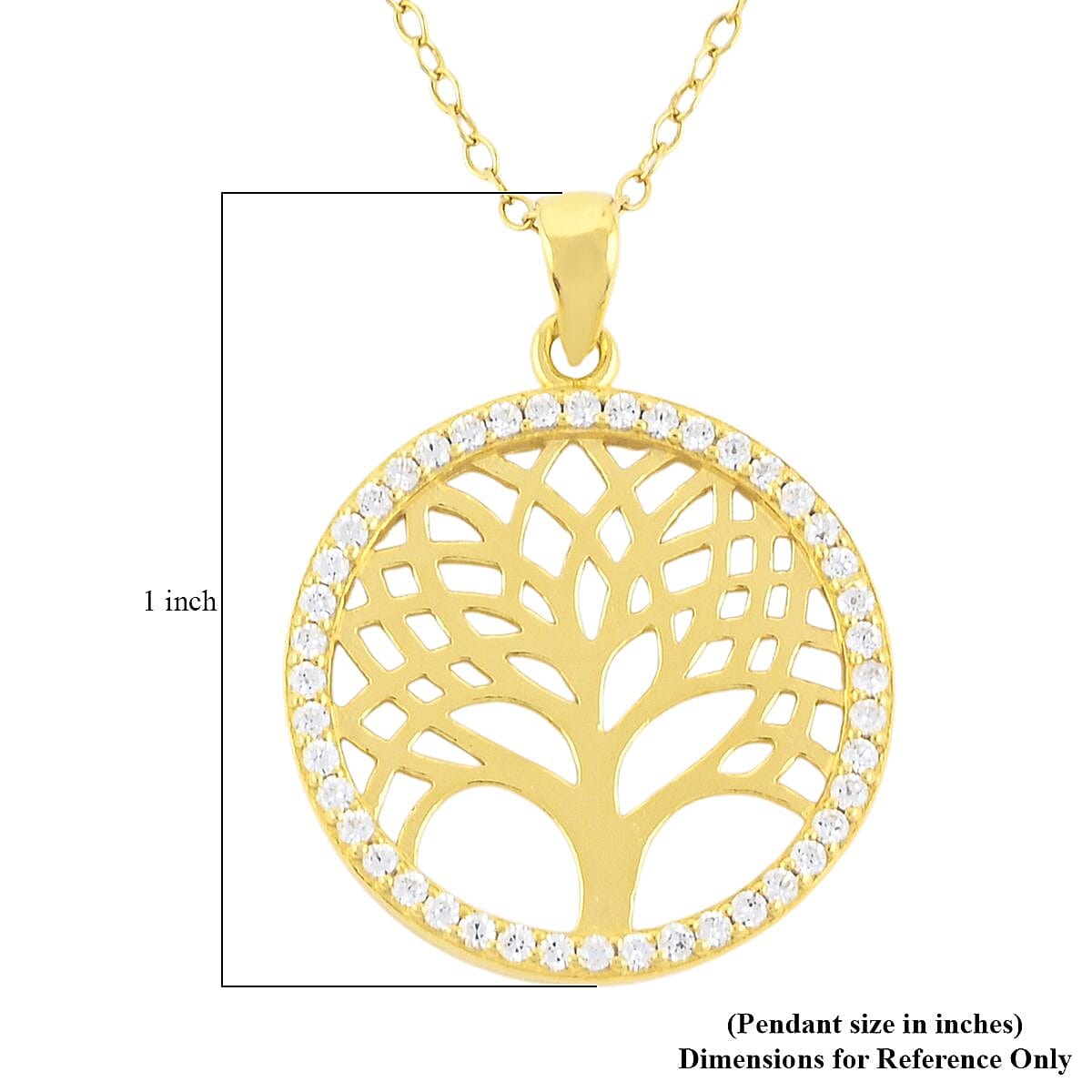 Simulated Diamond Pendant Necklace in 14K Yellow Gold Over Sterling Silver 18 Inches
