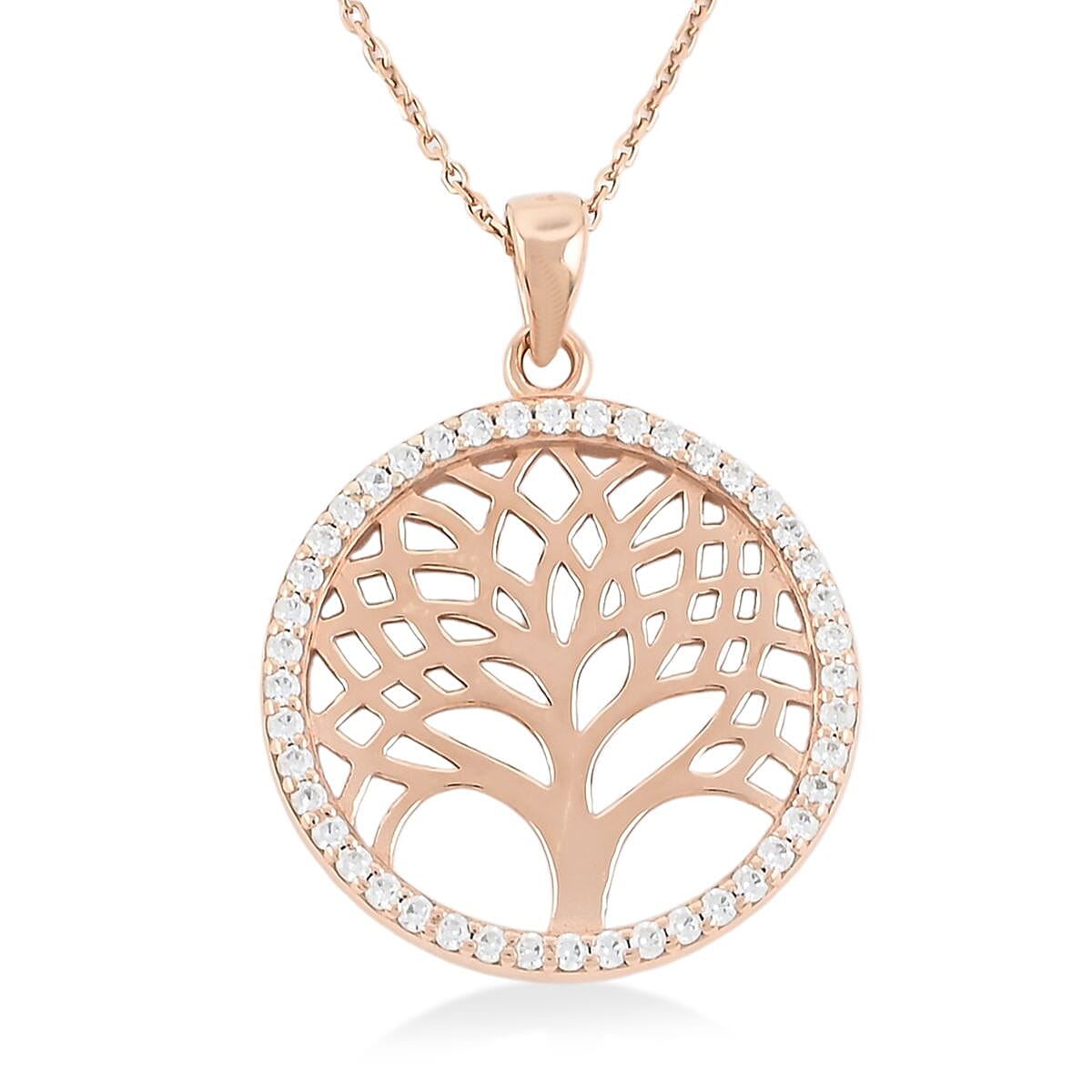 Simulated Diamond Pendant Necklace in 14K Rose Gold Over Sterling Silver 18 Inches