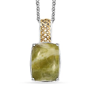 EverTrue Connemara Marble 11.30 ctw Celtic Knotwork Pendant in 18K YG Plated and Platinum Bond with Stainless Steel Necklace 20 Inches