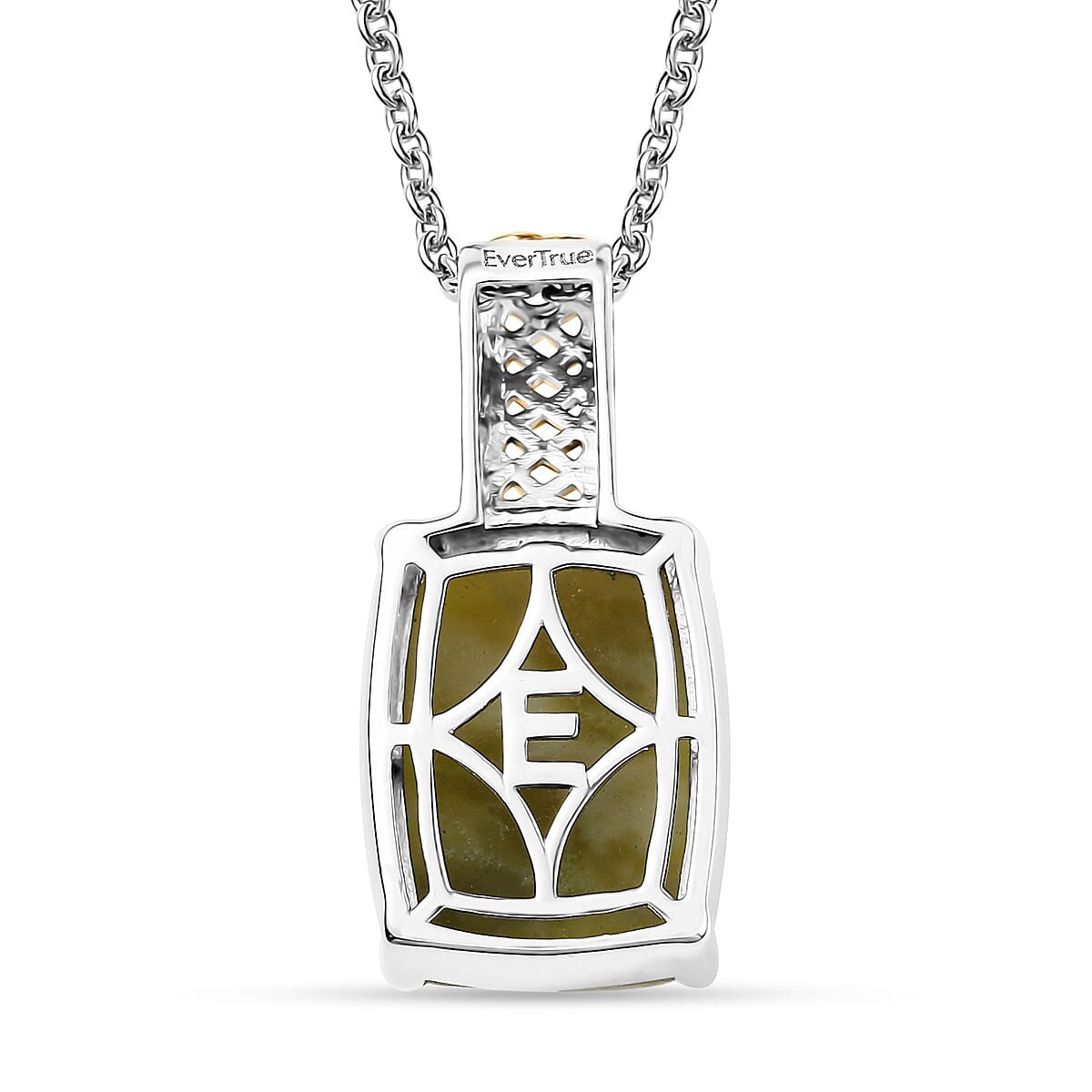 EverTrue Connemara Marble 11.30 ctw Celtic Knotwork Pendant in 18K YG Plated and Platinum Bond with Stainless Steel Necklace 20 Inches image number 4