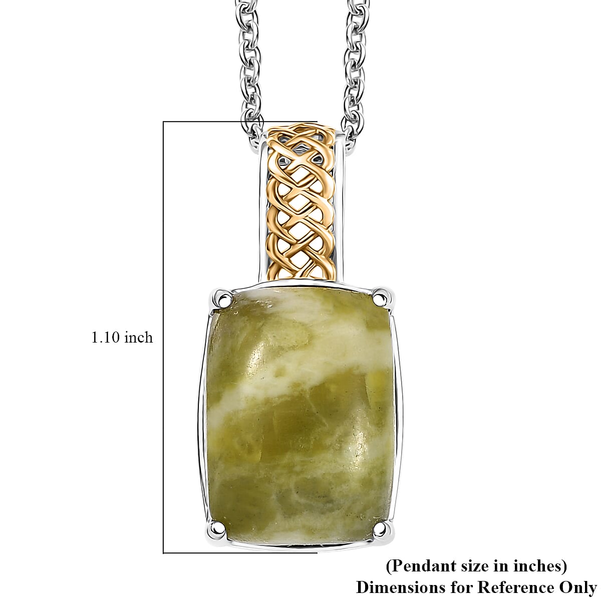 EverTrue Connemara Marble 11.30 ctw Celtic Knotwork Pendant in 18K YG Plated and Platinum Bond with Stainless Steel Necklace 20 Inches image number 5