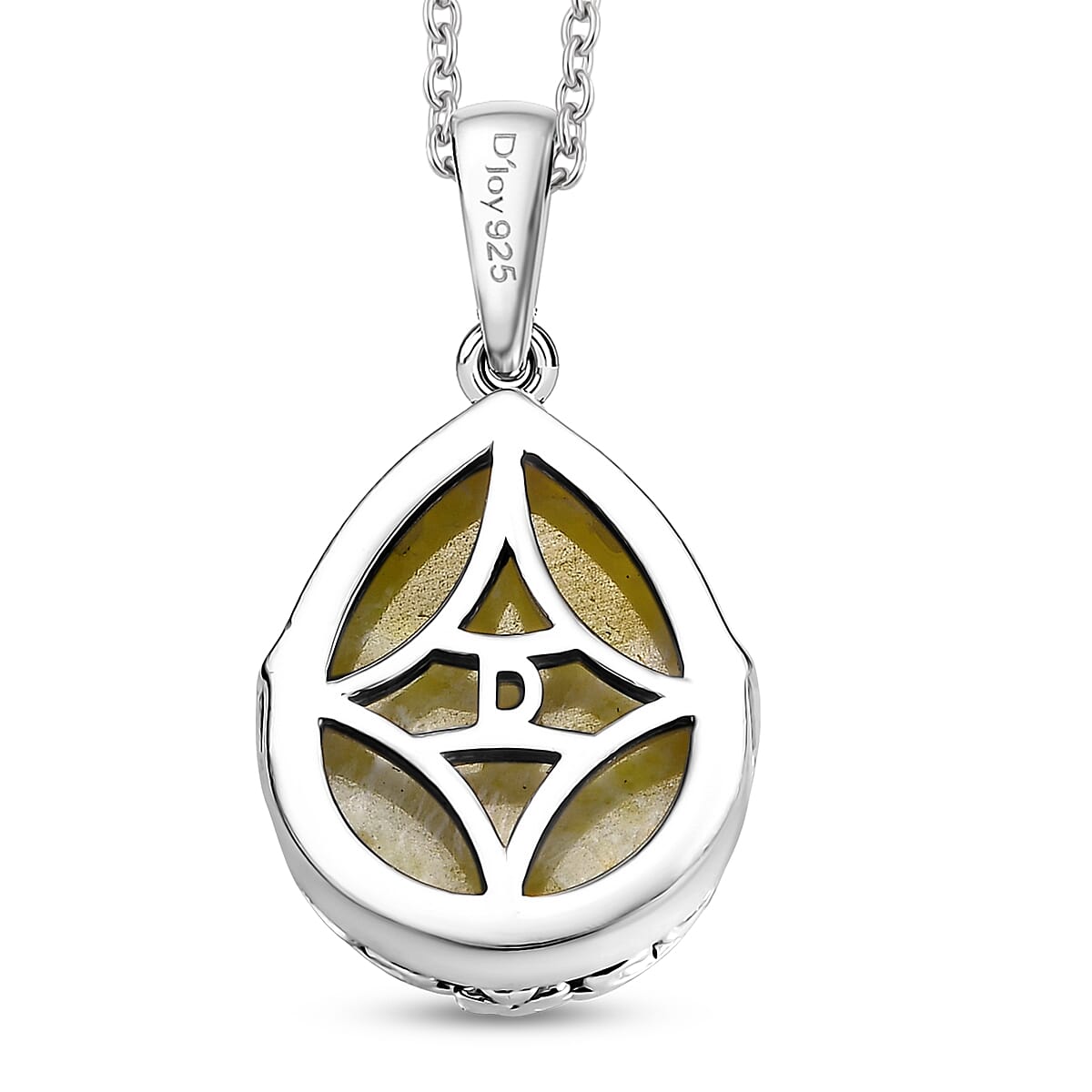 D'Joy Connemara Marble 8.90 ctw Claddagh Pendant in Platinum Over Sterling Silver with Stainless Steel Necklace 20 Inches image number 4