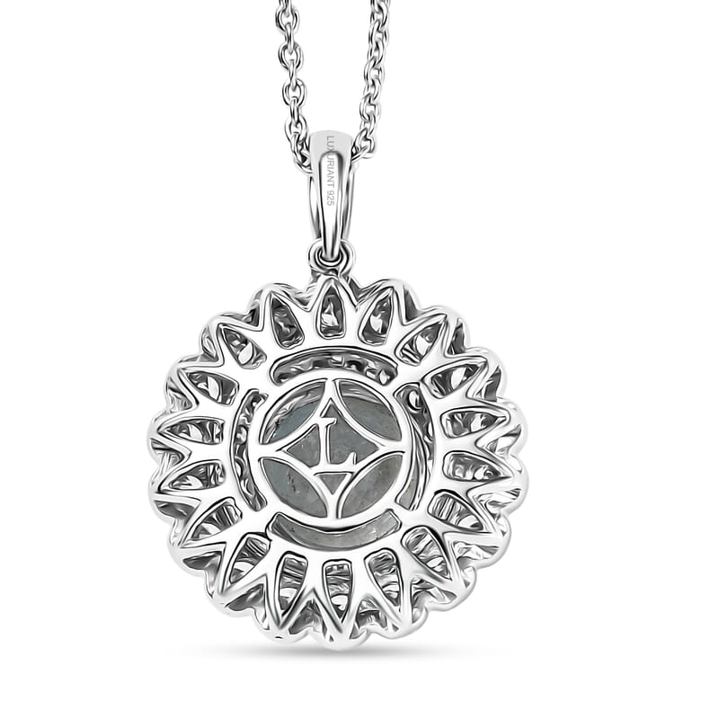 AAA Mangoro Aquamarine and Luxuriant Lab Grown Diamond SI 2.90 ctw Pendant Necklace in 10K White Gold 20 Inches