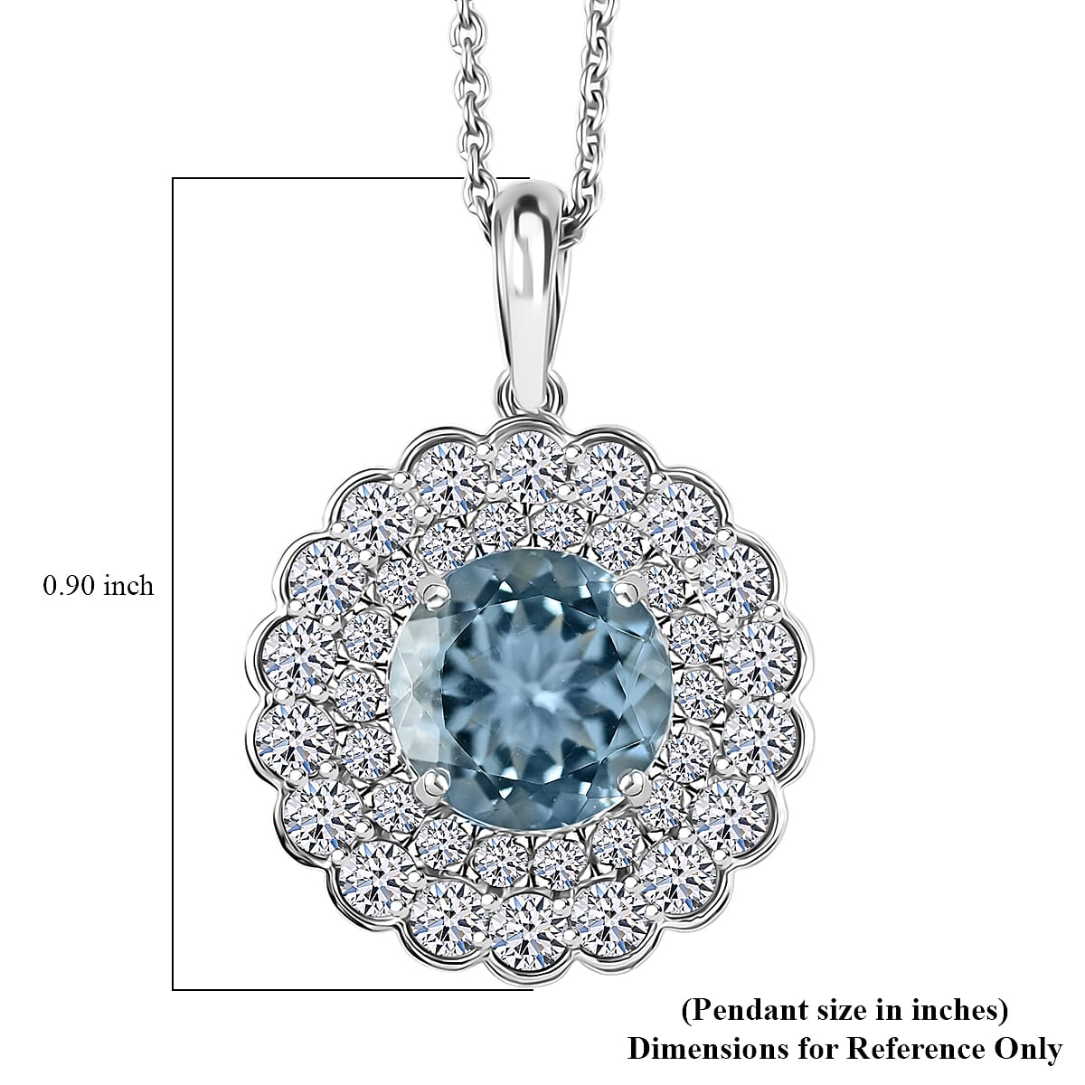 AAA Mangoro Aquamarine and Luxuriant Lab Grown Diamond SI 2.90 ctw Pendant Necklace in 10K White Gold 20 Inches image number 6