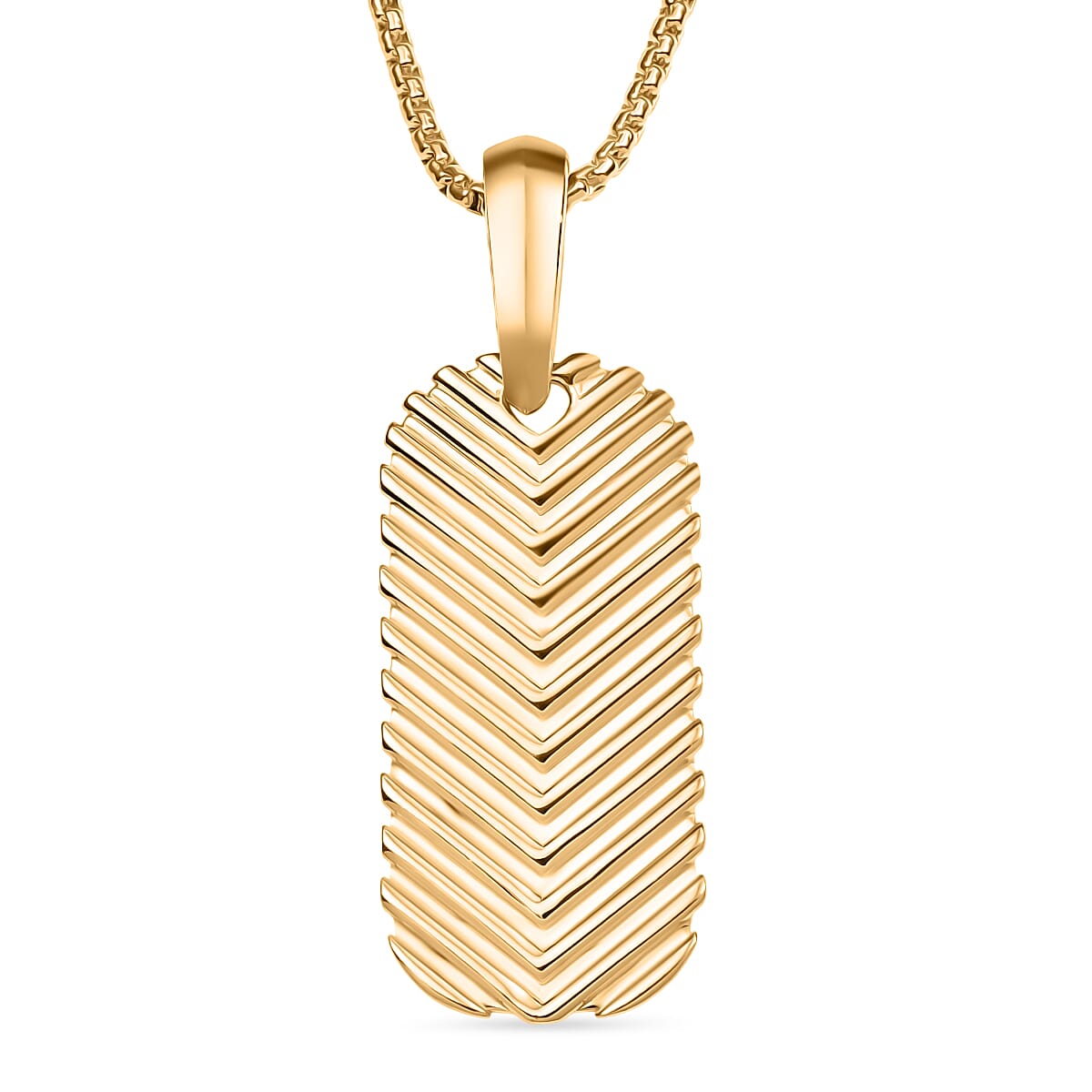 EverTrue Bronzella Collection Dog Tag Pendant in 18K YG Plated Bronze with ION Plated YG Stainless Steel Necklace 24 Inches image number 0