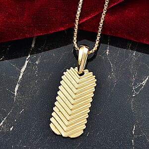 EverTrue Bronzella Collection Dog Tag Pendant in 18K YG Plated Bronze with ION Plated YG Stainless Steel Necklace 24 Inches