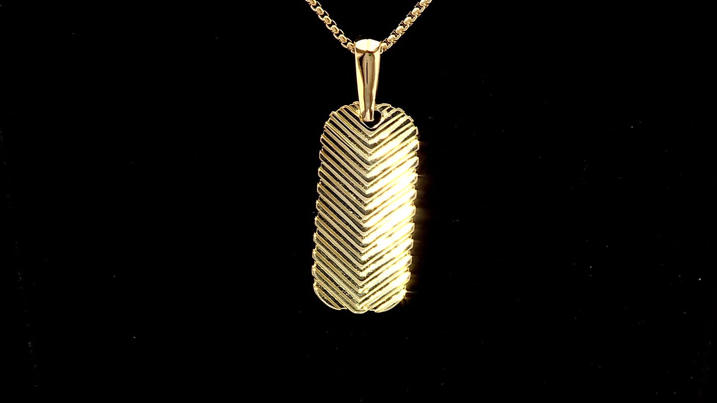 EverTrue Bronzella Collection Dog Tag Pendant in 18K YG Plated Bronze with ION Plated YG Stainless Steel Necklace 24 Inches