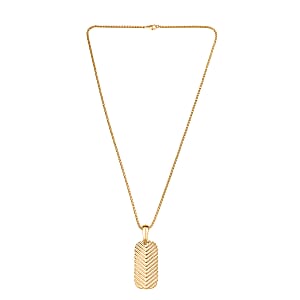 EverTrue Bronzella Collection Dog Tag Pendant in 18K YG Plated Bronze with ION Plated YG Stainless Steel Necklace 24 Inches