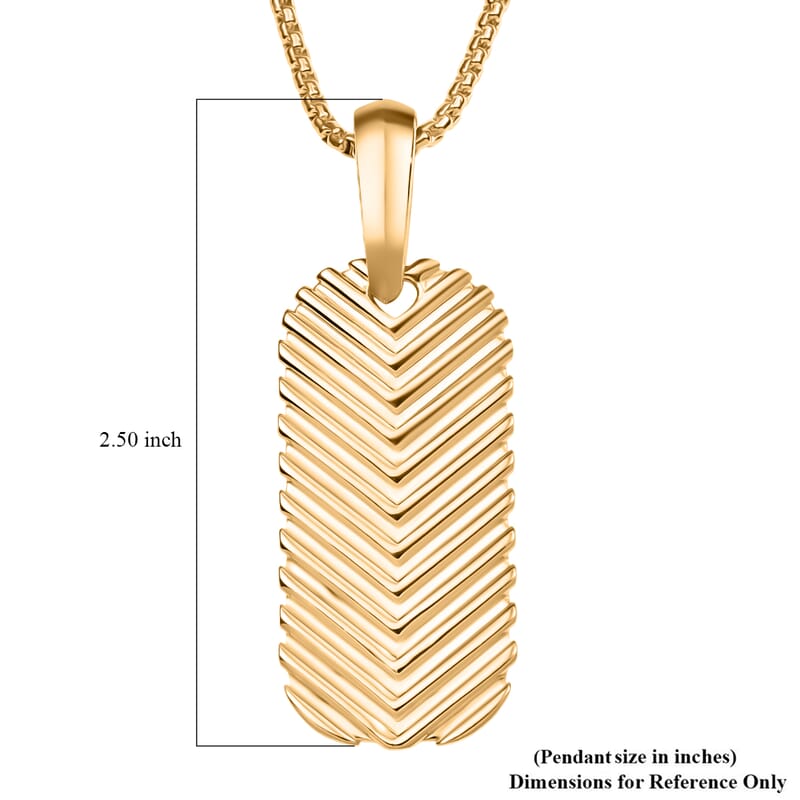 EverTrue Bronzella Collection Dog Tag Pendant in 18K YG Plated Bronze with ION Plated YG Stainless Steel Necklace 24 Inches