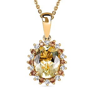 D'Joy Premium Brazilian Helidor and Multi Gemstone 2.20 ctw Sun-Kissed Bloom Pendant Necklace in 18K Vermeil Yellow Gold Over Sterling Silver 20 Inches