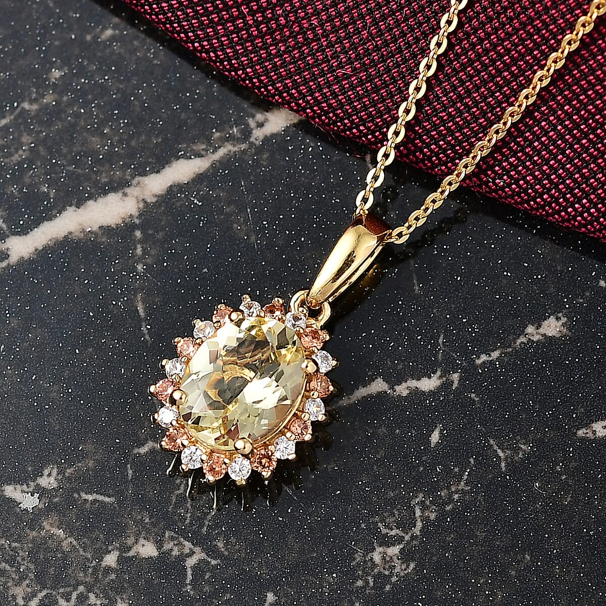 D'Joy Premium Brazilian Helidor and Multi Gemstone 2.20 ctw Sun-Kissed Bloom Pendant Necklace in 18K Vermeil Yellow Gold Over Sterling Silver 20 Inches image number 1