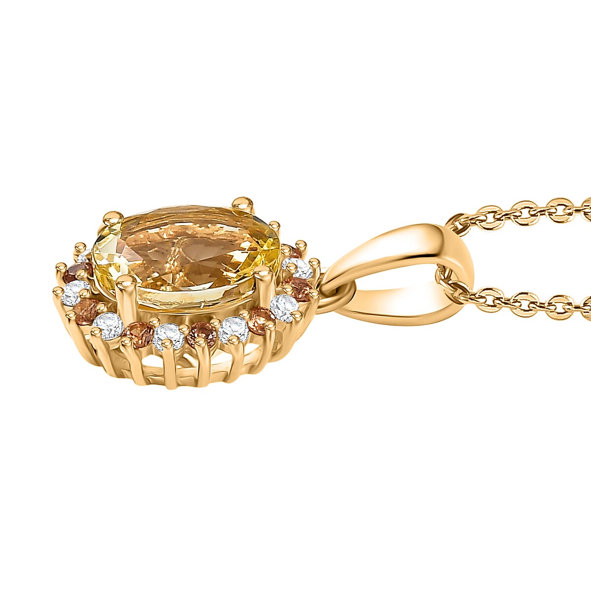 D'Joy Premium Brazilian Helidor and Multi Gemstone 2.20 ctw Sun-Kissed Bloom Pendant Necklace in 18K Vermeil Yellow Gold Over Sterling Silver 20 Inches image number 3