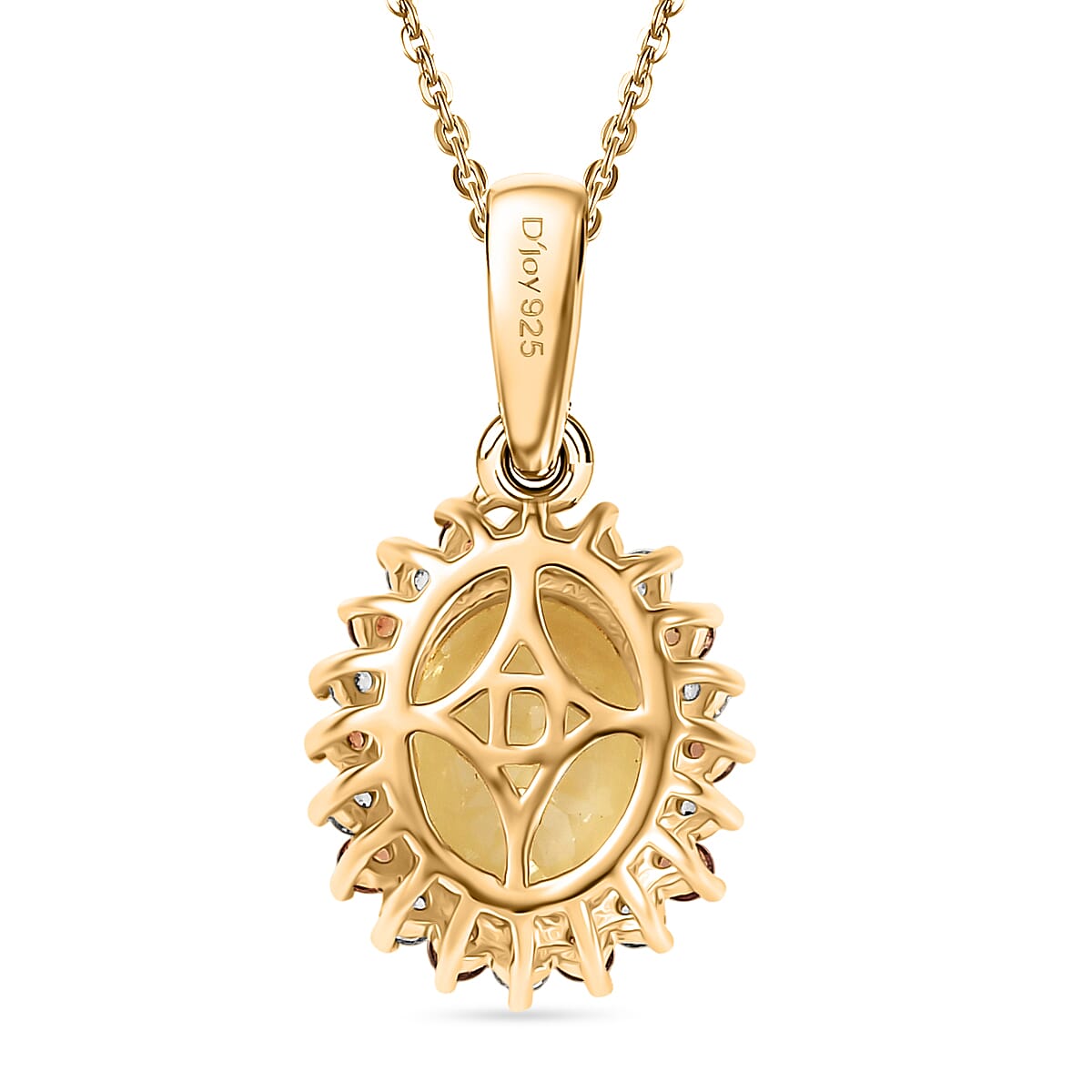 D'Joy Premium Brazilian Helidor and Multi Gemstone 2.20 ctw Sun-Kissed Bloom Pendant Necklace in 18K Vermeil Yellow Gold Over Sterling Silver 20 Inches image number 4