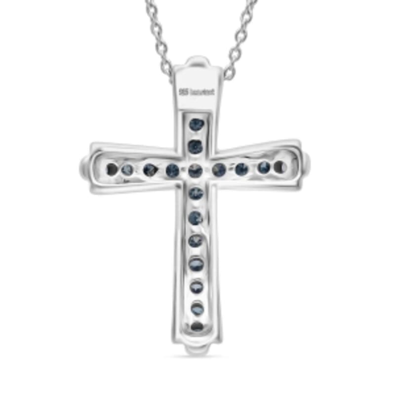 Luxuriant Lab Grown Blue Diamond (SI) 0.50 ctw Pendant Necklace (20 Inches) in Rhodium Over Sterling Silver