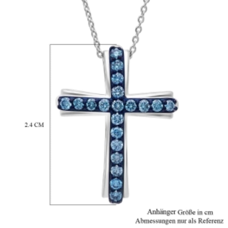 Luxuriant Lab Grown Blue Diamond (SI) 0.50 ctw Pendant Necklace (20 Inches) in Rhodium Over Sterling Silver