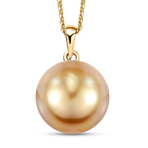 AAA South Sea Golden Pearl Pendant Necklace in 18K Yellow Gold 20 Inches