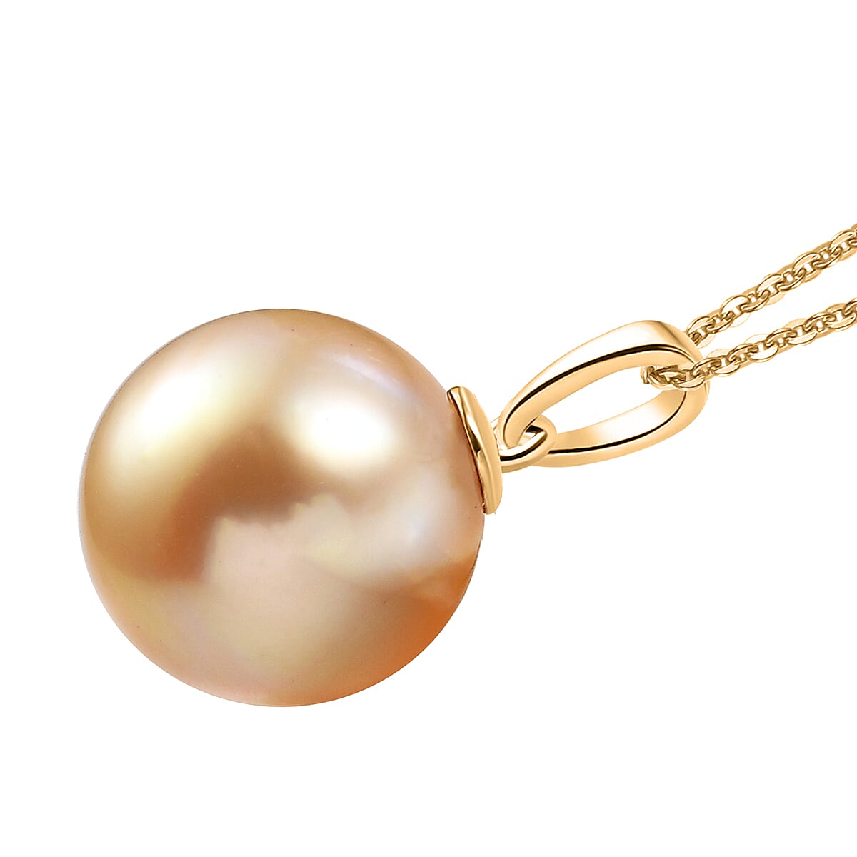 AAA South Sea Golden Pearl Pendant Necklace in 18K Yellow Gold 20 Inches image number 3