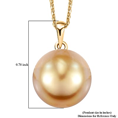 AAA South Sea Golden Pearl Pendant Necklace in 18K Yellow Gold 20 Inches