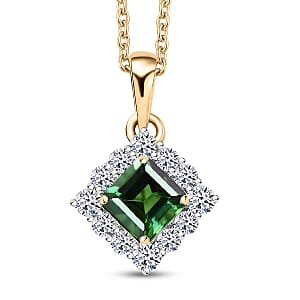 Certified & Appraised AAA Santa Rosa Tourmaline and G-H SI Luxuriant Lab Grown Diamond 1.24 ctw Pendant Necklace in 10K Yellow Gold 20 Inches