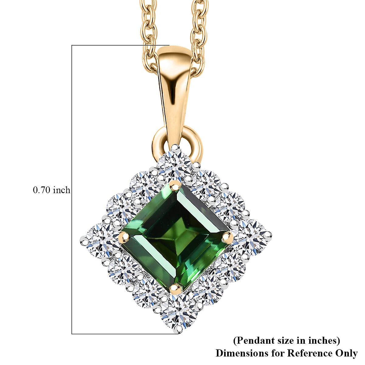 Certified & Appraised AAA Santa Rosa Tourmaline and G-H SI Luxuriant Lab Grown Diamond 1.24 ctw Pendant Necklace in 10K Yellow Gold 20 Inches image number 5