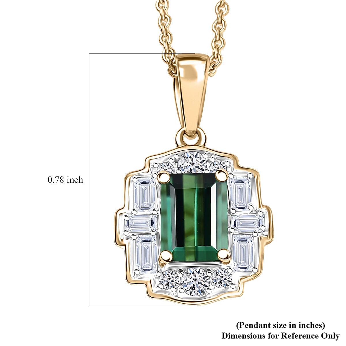 Certified & Appraised AAA Santa Rosa Tourmaline and G-H SI Luxuriant Lab Grown Diamond 1.77 ctw Pendant Necklace in 10K Yellow Gold 20 Inches