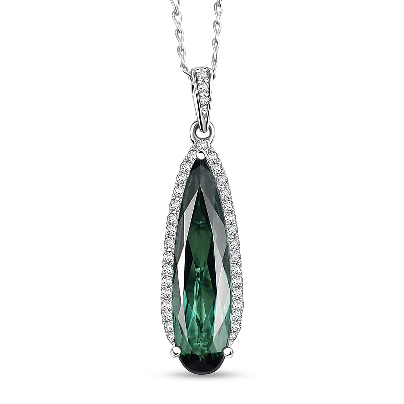 Certified & Appraised Rhapsody AAAA Santa Rosa Tourmaline and E-F VS Diamond 4.78 ctw Pendant Necklace in 950 Platinum 20 Inches
