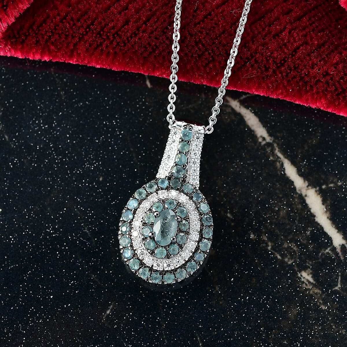 D'Joy Narsipatnam Alexandrite and Moissanite 1.20 ctw Pendant Necklace in Rhodium Over Sterling Silver 20 Inches image number 1