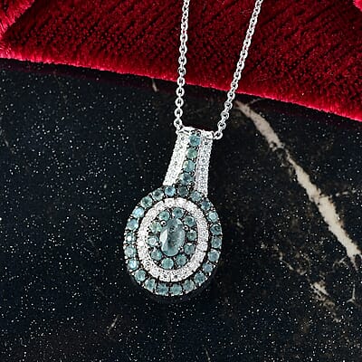D'Joy Narsipatnam Alexandrite and Moissanite 1.20 ctw Galaxy Orbit Pendant Necklace in Rhodium Over Sterling Silver 20 Inches