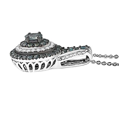 D'Joy Narsipatnam Alexandrite and Moissanite 1.20 ctw Galaxy Orbit Pendant Necklace in Rhodium Over Sterling Silver 20 Inches