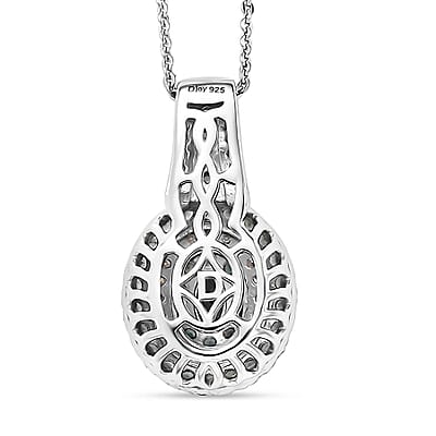 D'Joy Narsipatnam Alexandrite and Moissanite 1.20 ctw Galaxy Orbit Pendant Necklace in Rhodium Over Sterling Silver 20 Inches