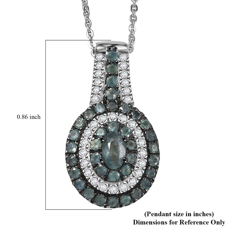 D'Joy Narsipatnam Alexandrite and Moissanite 1.20 ctw Galaxy Orbit Pendant Necklace in Rhodium Over Sterling Silver 20 Inches