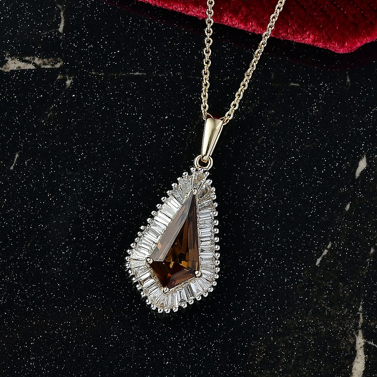 AAA Golden Turkizite and Luxuriant Lab Grown Diamond VS 2.65 ctw Pendant Necklace 20 Inches in 10K Yellow Gold image number 1