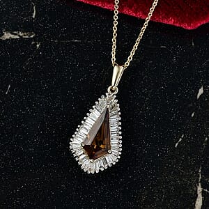 AAA Golden Turkizite and Luxuriant Lab Grown Diamond VS 2.65 ctw Brilliance of Kite Pendant Necklace 20 Inches in 10K Yellow Gold