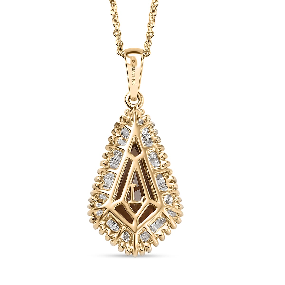 AAA Golden Turkizite and Luxuriant Lab Grown Diamond VS 2.65 ctw Pendant Necklace 20 Inches in 10K Yellow Gold image number 4