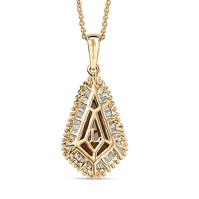 AAA Golden Turkizite and Luxuriant Lab Grown Diamond VS 2.65 ctw Brilliance of Kite Pendant Necklace 20 Inches in 10K Yellow Gold