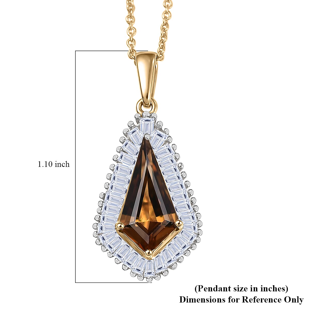 AAA Golden Turkizite and Luxuriant Lab Grown Diamond VS 2.65 ctw Pendant Necklace 20 Inches in 10K Yellow Gold image number 6