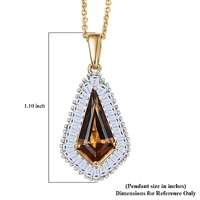 AAA Golden Turkizite and Luxuriant Lab Grown Diamond VS 2.65 ctw Brilliance of Kite Pendant Necklace 20 Inches in 10K Yellow Gold