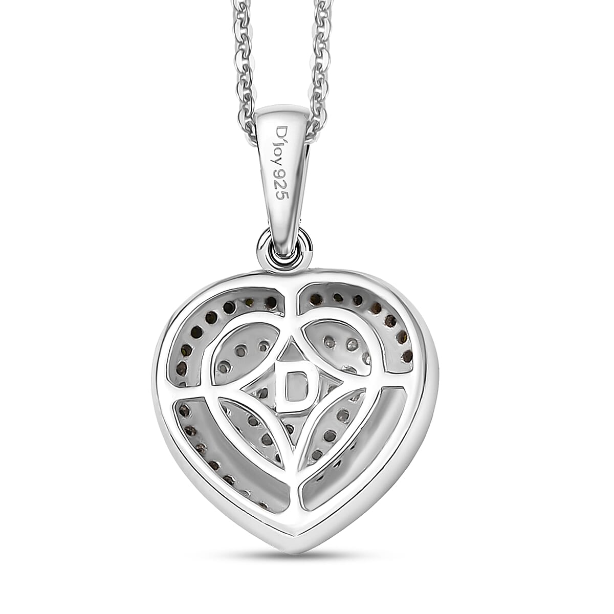 D'Joy White and Black Diamond 0.25 ctw Eternal Bond Heart Pendant Necklace in Rhodium Over Sterling Silver 20 Inches image number 4