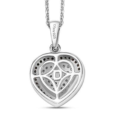D'Joy White and Black Diamond 0.25 ctw Eternal Bond Heart Pendant Necklace in Rhodium Over Sterling Silver 20 Inches