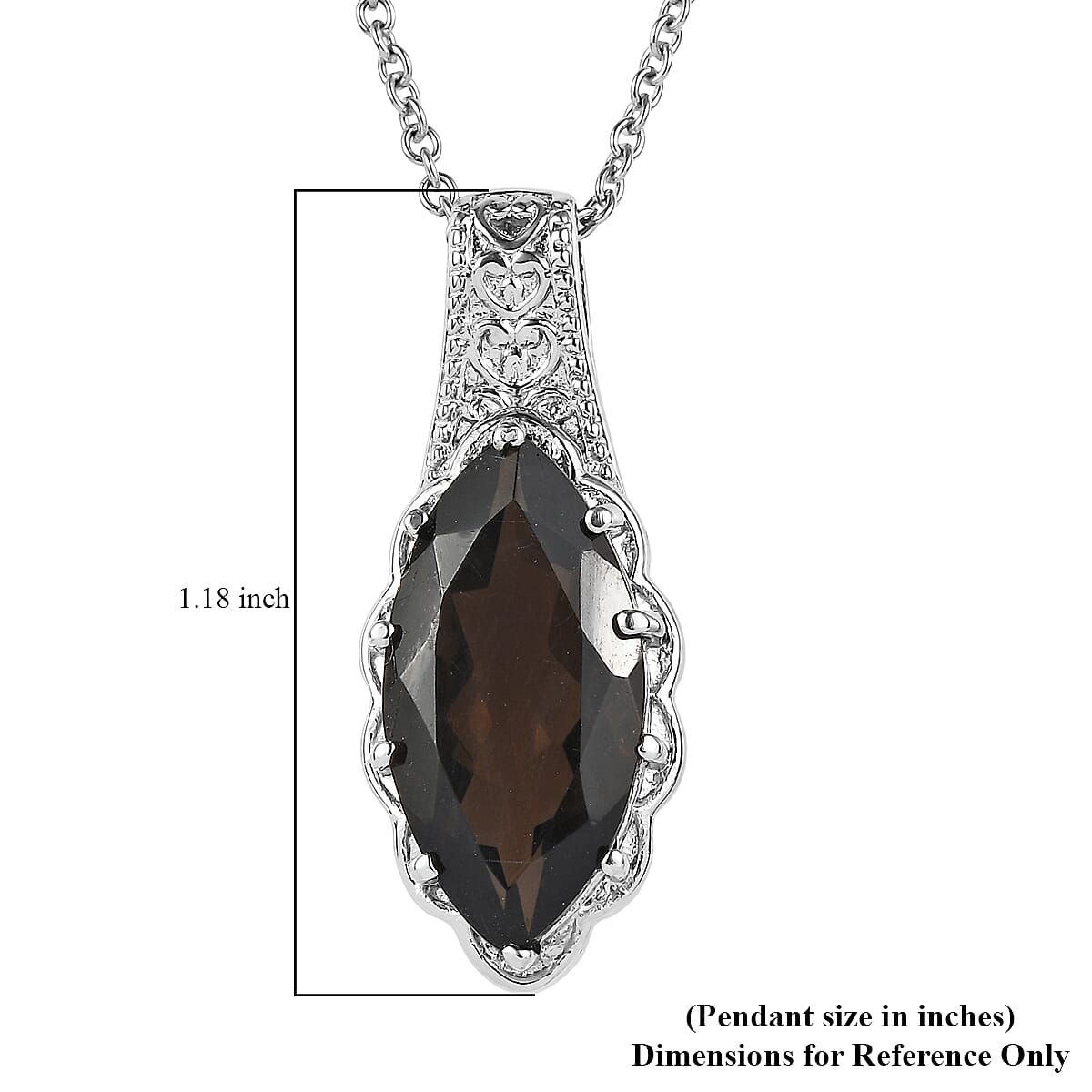 EverTrue Brazilian Smoky Quartz Pendant Necklace (20 Inches) in Stainless Steel 7.10 ctw image number 6
