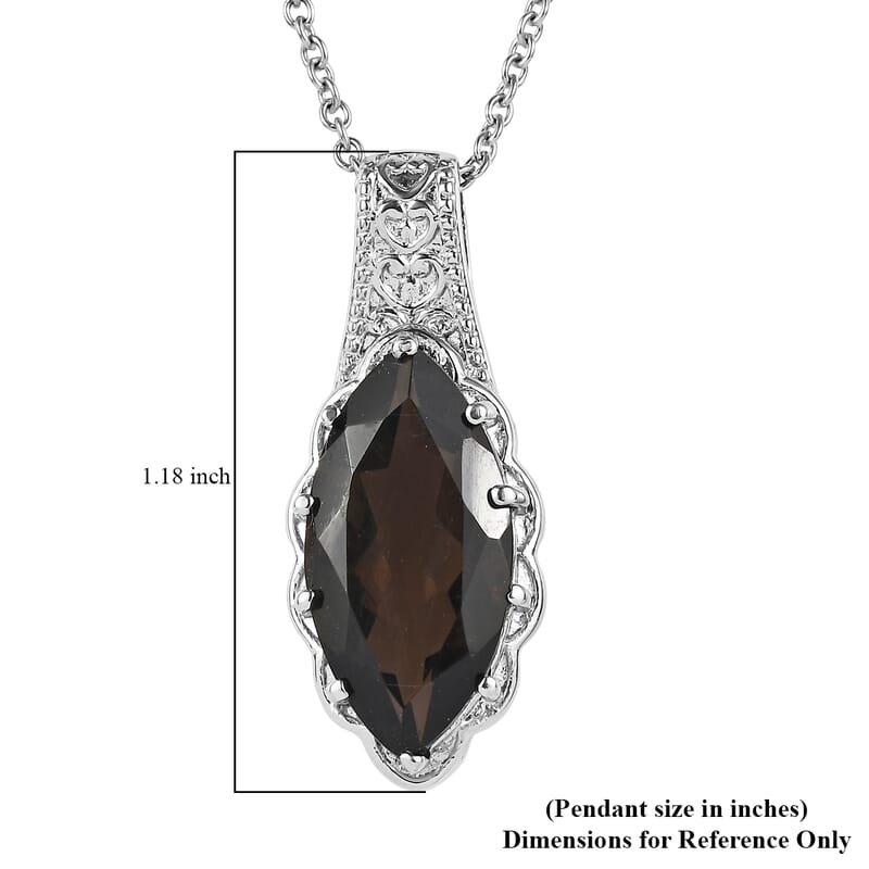 EverTrue Brazilian Smoky Quartz Pendant Necklace in Stainless Steel 7.10 ctw (20 Inches)