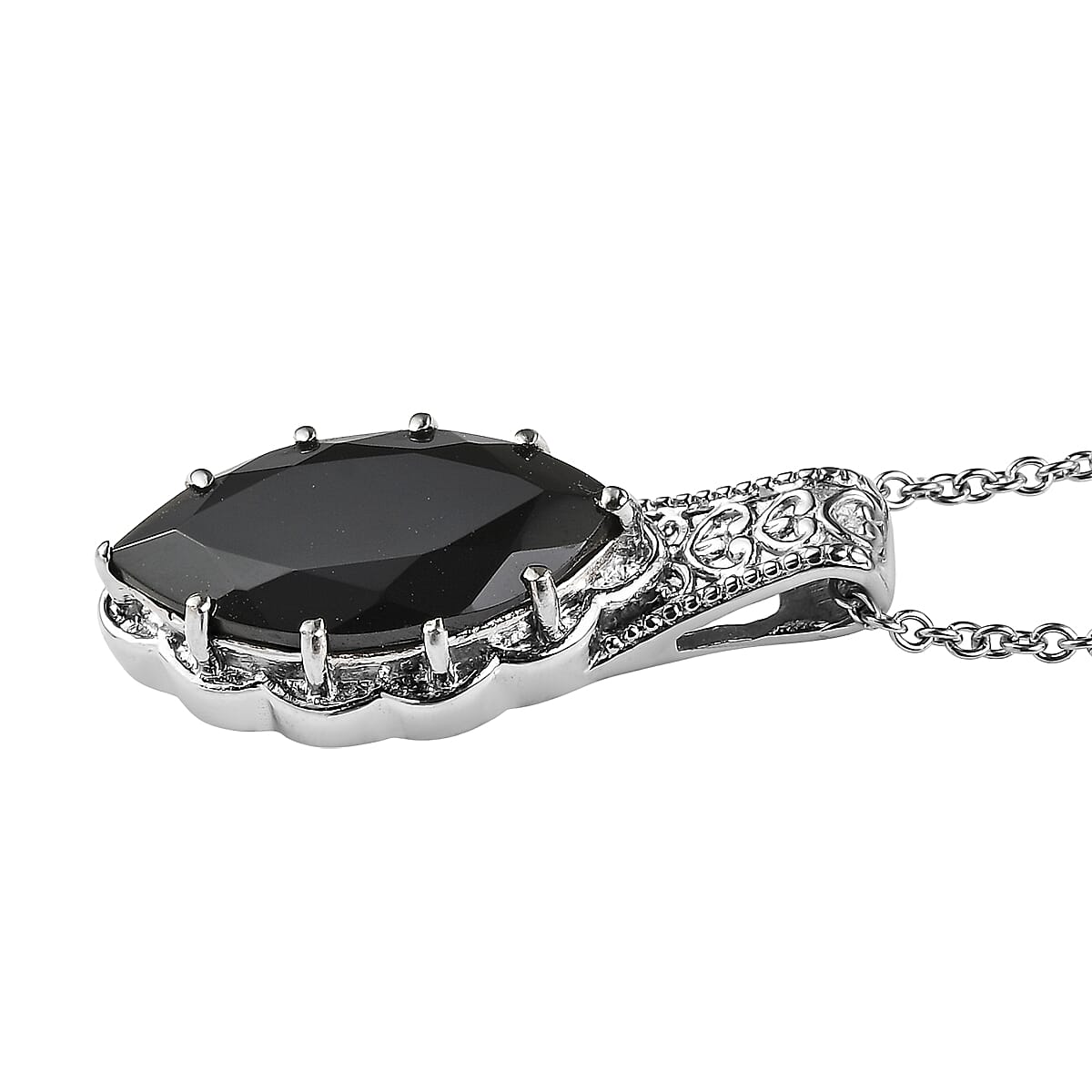 EverTrue Thai Black Spinel 10.00 ctw Pendant Necklace in Stainless Steel 20 Inches image number 3